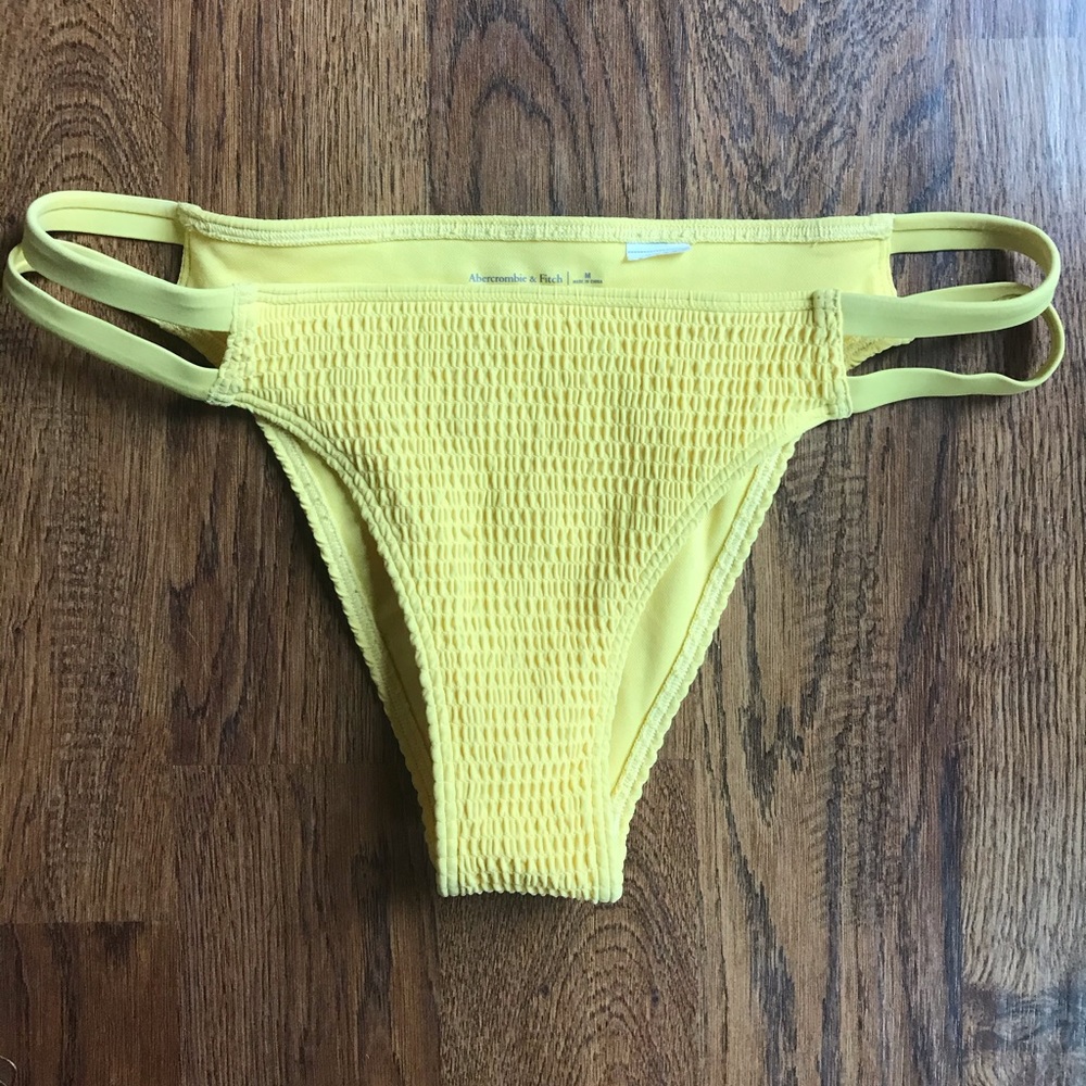 Abercrombie rouched yellow bikini bottom